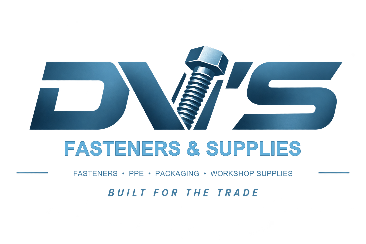 DVS Fasteners and Supplies logo — fasteners, PPE, packaging, workshop supplies, built for the trade