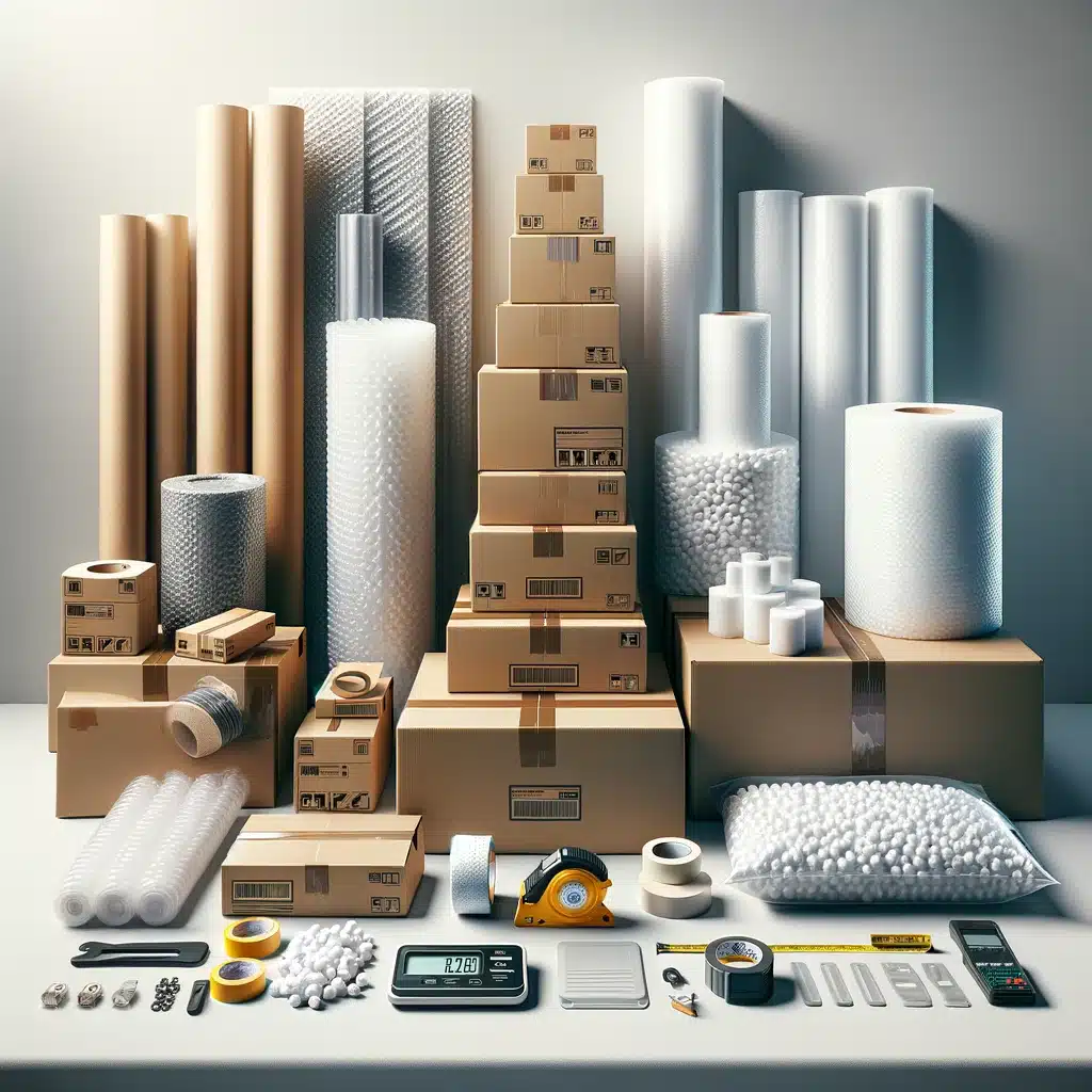 Boxes, bubble wrap, packing foam and other packaging supplies